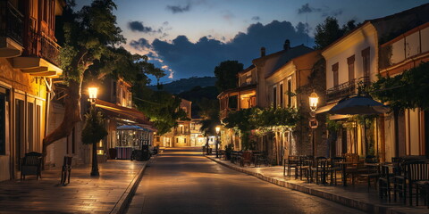Fototapeta premium At night In the dark Pylos comes alive with new li_002