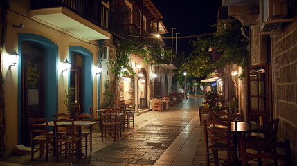 Fototapeta premium At night In the dark Pylos comes alive with new li_003