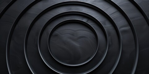 An all-black canvas with minimalistic, concentric circles, Center-focused and orderly design