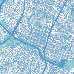 Map of Austin Center in Texas in a professional blue style. Contains layered vector with roads water, parks, etc.