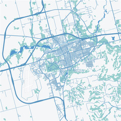 Map of Big Spring in Texas in a professional blue style. Contains layered vector with roads water, parks, etc.