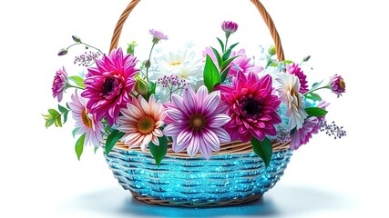 Shimmering Floral Symphony in Enchanted Basket