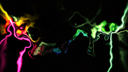 Descending and expanding stream of moving  lines on black background. Abstract 4k animation.