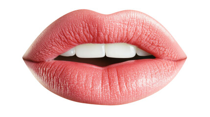 Obraz premium Sexy pink lips showing white teeth on transparent background