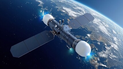 Satellite launch event low earth orbit technology illustration cosmic environment aerial viewpoint innovations in space exploration