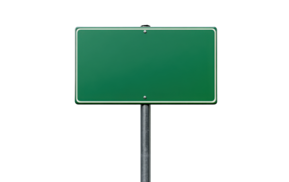 Green street sign on transparent or white background,png