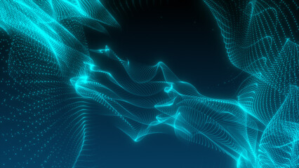 Beautiful Particles with Flare on Black Background in Slow Motion. Looped 3d Animation of Dynamic Wind Particles In The Air With Bokeh.