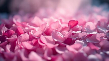 Obraz premium Close-up of beautiful pink flower petals scattered artistically, floral photography concept