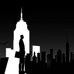 Silhouette of a city skyline with a large sun in the background silhouetted skyline cityscape architecture illustration building city vector