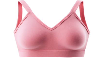 Pink brassiere with transparent background representing comfort and support
