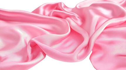 Fototapeta premium Pink silk drapery flowing on transparent background
