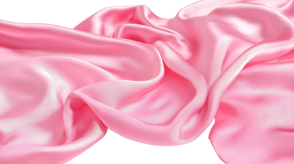Pink silk drapery flowing on transparent background