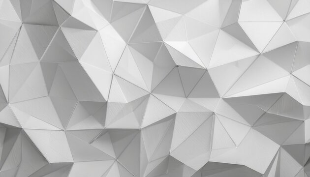 geometric white origami 3d pattern with sharp polygonal folds and faceted surface for modern wall decor or abstract background