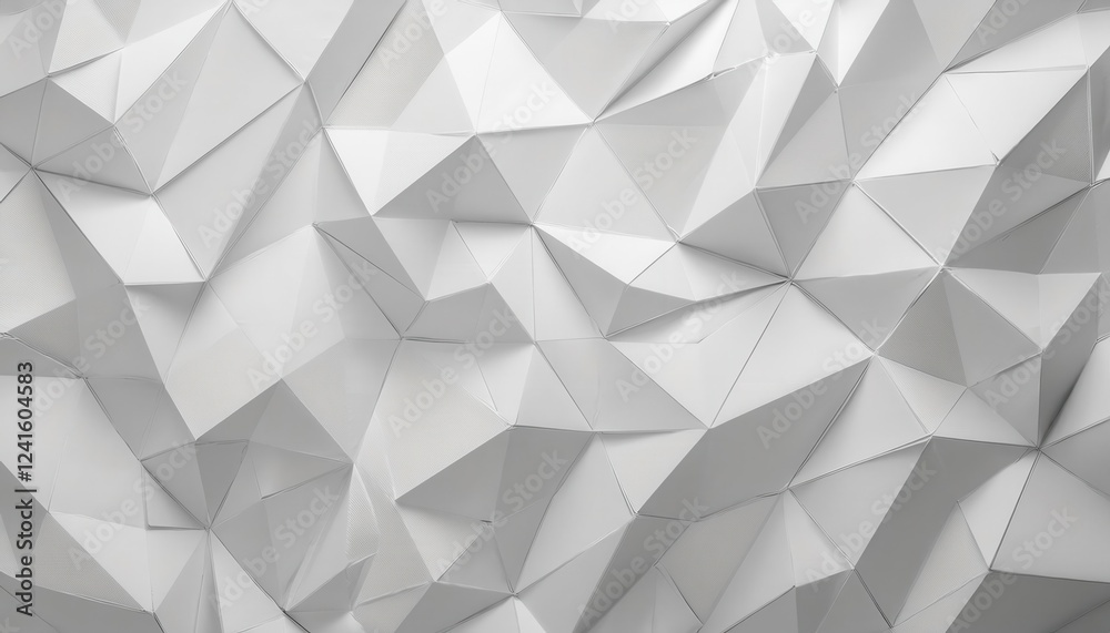 Aufkleber geometric white origami 3d pattern with sharp polygonal folds and faceted surface for modern wall de