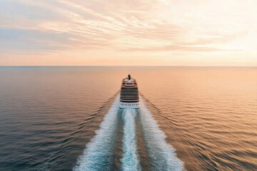 The boat is leaving a trail of white foam behind it, creating a sense of motion
