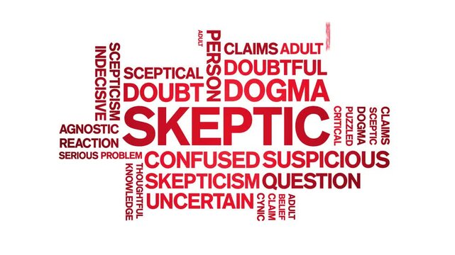 Skeptic animated word cloud;text design animation tag kinetic typography seamless loop.
