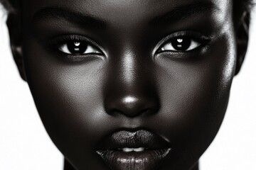 Beautiful Black Woman Portrait in Black and White Photography for Fashion or Beauty Editorial Use