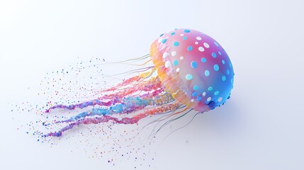 Obraz premium a colorful jellyfish floating in the blue sea 