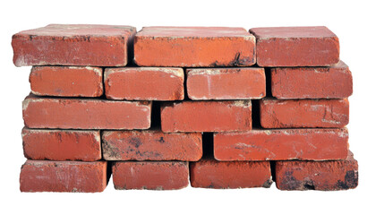 Obraz premium Stacked red bricks on transparent background