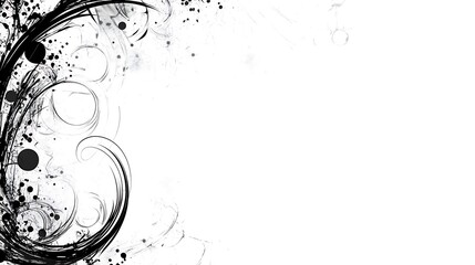 Black ink swirls, white background, design element