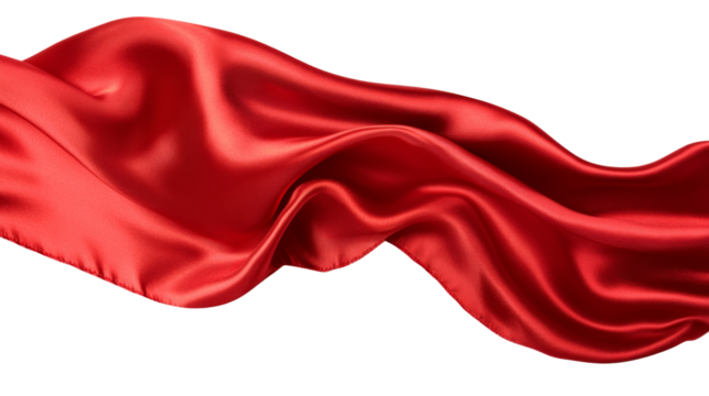 Flowing red silk fabric on transparent background - Powered by Adobe