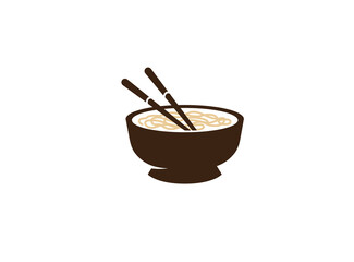 Chopsticks ivory logo, Asian bowl food  design 