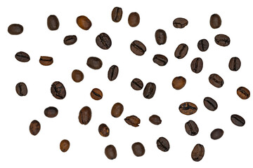 Individual Roasted Coffee Beans Isolated on Transparent Background (PNG)