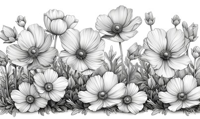 Fototapeta premium flowers, line art