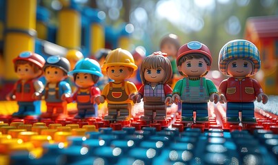 Cheerful ESFJ children engaging in group activities, sharing and caring in bright, vibrant colors, detailed 3D animated style