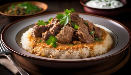 A traditional Mansaf dish with lamb and rice