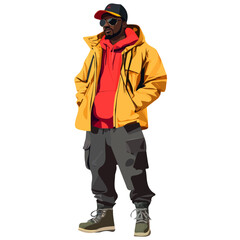 Liberia Man Winter Clothes and Style – A Stylish and Cozy Vector Illustration for Cold-Weather Fashion
