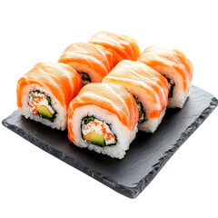 Sushi rolls on a slate 