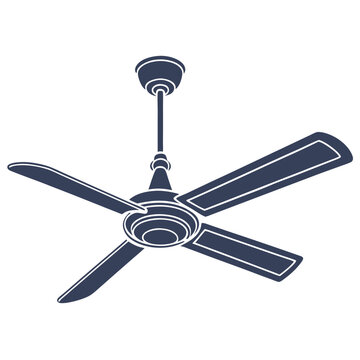 recommend clip art: Ceiling fan silhouette vector illustration on white background