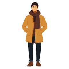 Obraz premium Liechtenstein Man Winter Clothes and Style – A Stylish and Cozy Vector Illustration for Cold-Weather Fashion 