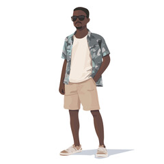 Malawi Man Summer Clothes and Style – A Stylish and Comfortable Vector Illustration for Warm-Weather Fashion
