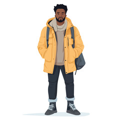 Malawi Man Winter Clothes and Style &ndash; A Stylish and Cozy Vector Illustration for Cold-Weather Fashion
