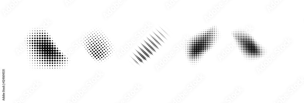 Wall mural dotted halftone waves. abstract shapes, wave effect dotted gradient. halftone graphic dots waves. wa