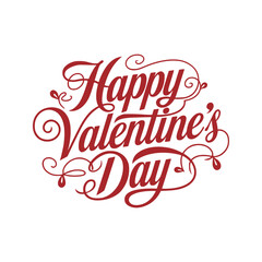 Happy Valentine's Day Text Lettering Typography Hand Drawn Design