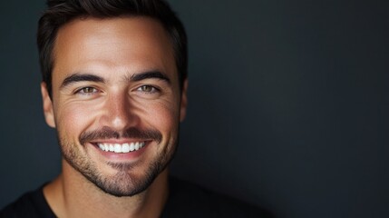 Portrait of happy man smiling with clear skin and cream cosmetics on grey background showcasing wellness and luxury skincare for healthy appearance