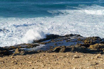 Rocky Shoreline with Crashing Waves