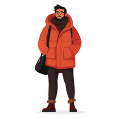 Monaco Man Winter Clothes and Style – A Stylish and Cozy Vector Illustration for Cold-Weather Fashion
