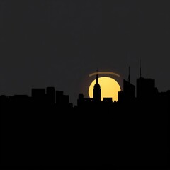 Naklejka premium A view of a city at night with the stars in the sky and the city lights in the foreground generative ai silhouetted skyline cityscape architecture illustration building city vector