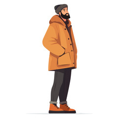 Netherlands Man Winter Clothes and Style – A Stylish and Cozy Vector Illustration for Cold-Weather Fashion

