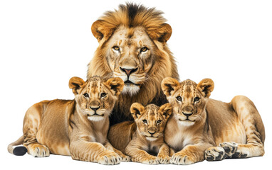 Obraz premium Lion family on transparent or white background,png