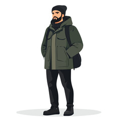 North Macedonia Man Winter Clothes and Style – A Stylish and Cozy Vector Illustration for Cold-Weather Fashion
