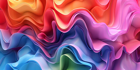 Fototapeta premium Colorful waves of the rainbow, Abstract rainbow colors flowing in a wave pattern, Explore the beauty of color with these vibrant and visual. 