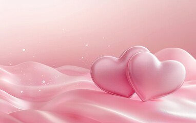 Elegant mockup background with space for text decorated with subtle embossed heart textures on a luxurious pink satin fabric for Saint Valentines Day and 8 March International Womens Day