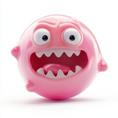 bubbly gum monster with a stretchy, shiny surface and an adorable face, isolated on white