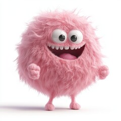 Obraz premium cotton candy monster with a soft, fluffy pink body and tiny round hands, isolated on white