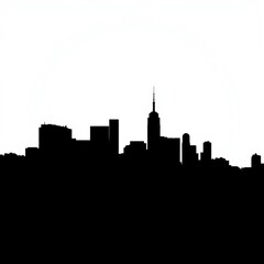 Naklejka premium A misty city skyline shrouded in fog at twilight silhouetted skyline cityscape architecture illustration building city vector
